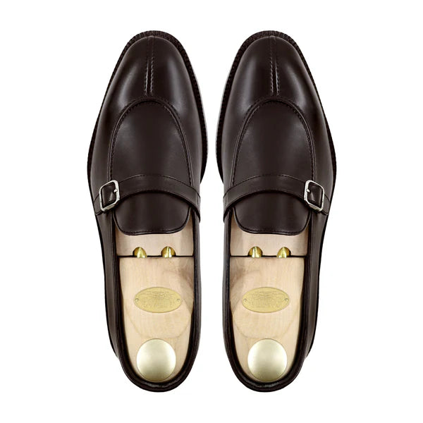 Handmade Men Dark Brown Monk Moccasins Whole Cut Dress Shoes, Slip Ons Loafers