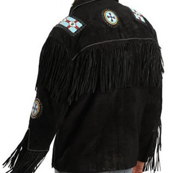 Eagle Beads Western Cowboy Suede Leather Jacket,Suede Jacket,Cowboy Jacket