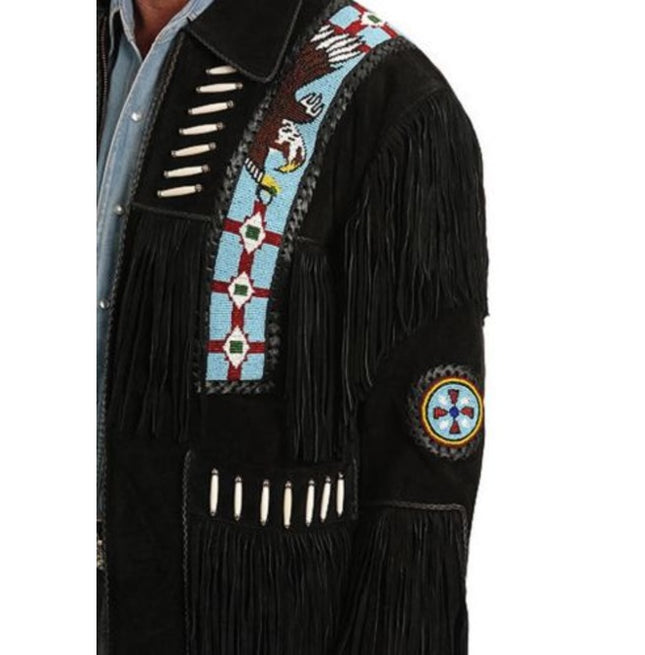 Eagle Beads Western Cowboy Suede Leather Jacket,Suede Jacket,Cowboy Jacket