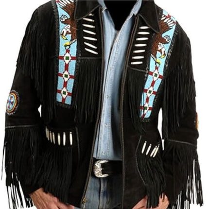 Eagle Beads Western Cowboy Suede Leather Jacket,Suede Jacket,Cowboy Jacket