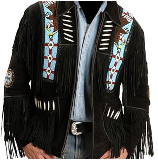 Eagle Beads Western Cowboy Suede Leather Jacket,Suede Jacket,Cowboy Jacket
