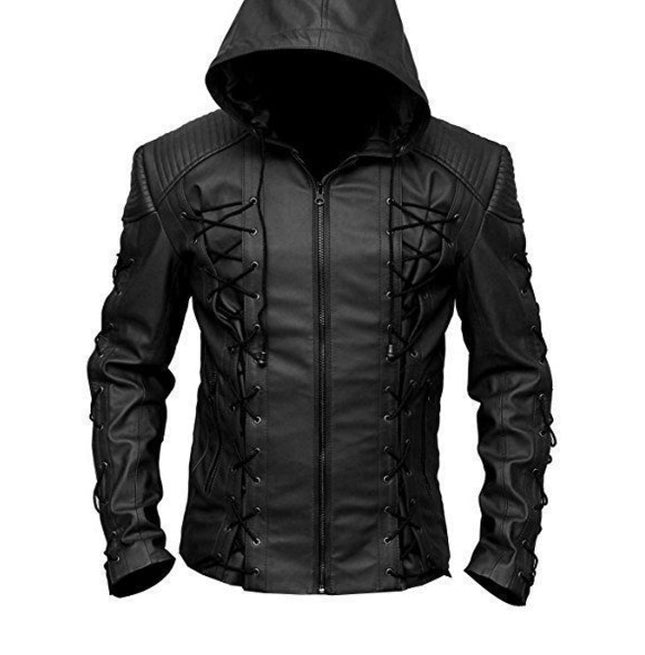 Roy Harper Black Arrow Jacket, Men Leather Jacket Celebrity Jackets