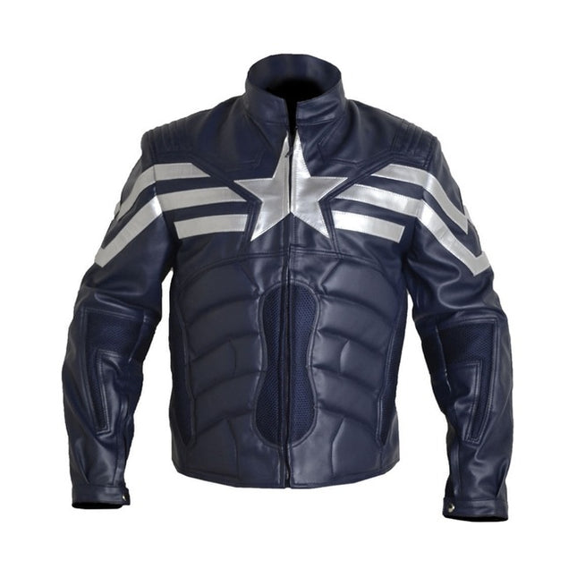 New Padded Motorcycle Captain America Winter Soldier V2 Real Leather