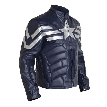 New Padded Motorcycle Captain America Winter Soldier V2 Real Leather