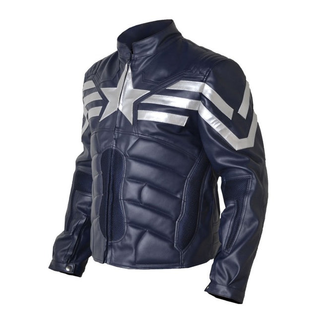 New Padded Motorcycle Captain America Winter Soldier V2 Real Leather