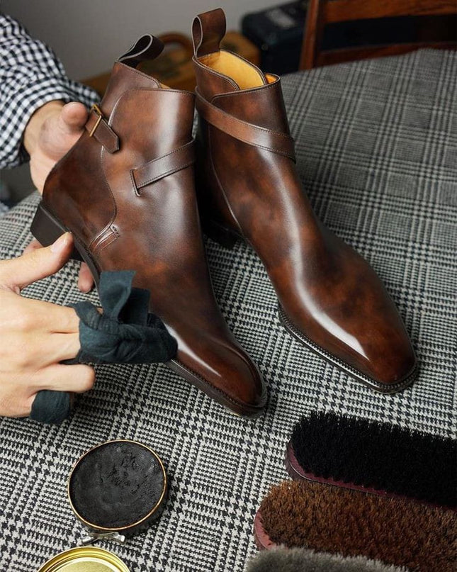 Handmade men leather Antique Brown Jodhpur boots