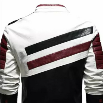 Handmade Men Multi Color Leather Fashion Jackets, Men Striped Leather Jacket