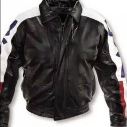 Men’s Handmade USA Flag Jackets with Black Backs Genuine Leather Jackets For Men