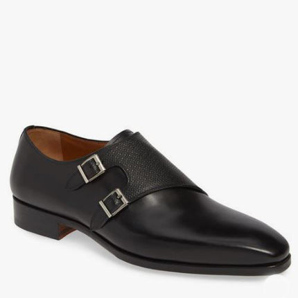 New Handmade Men’s Black Double Monk Strap Formal Dress Business Shoes, Real Leather Office shoes
