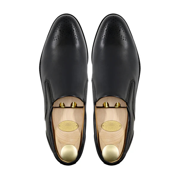 Handmade Men Black Brogue Moccasins Leather Dress Shoes, Slip Ons Loafers