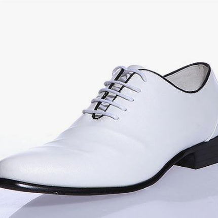Handmade Men’s White Lace Up Business Dress Shoes, Real Leather Office Shoes.