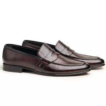 New Men Classy Burgundy Moccasins Dress Shoes, Men Brown Leather Slip Ons Moccasins