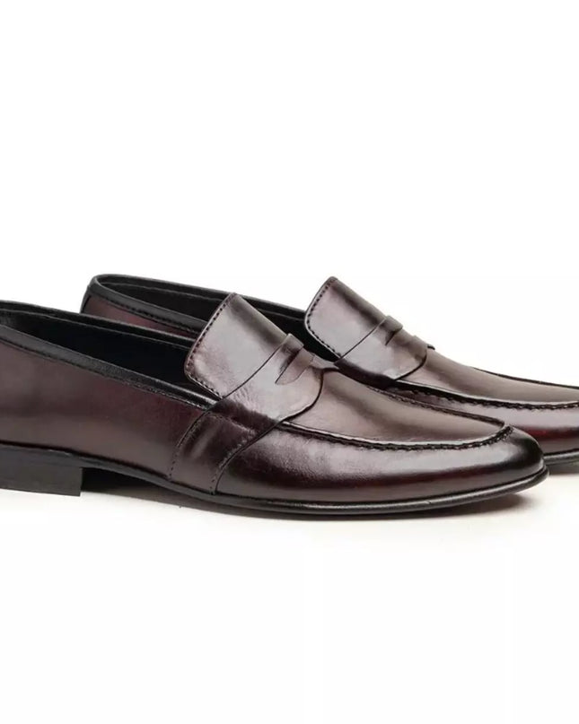 New Men Classy Burgundy Moccasins Dress Shoes, Men Brown Leather Slip Ons Moccasins