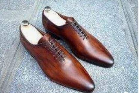 Handmade Men’s Dark Brown Lace Up Business Dress Shoes, Real Leather Office Shoes.