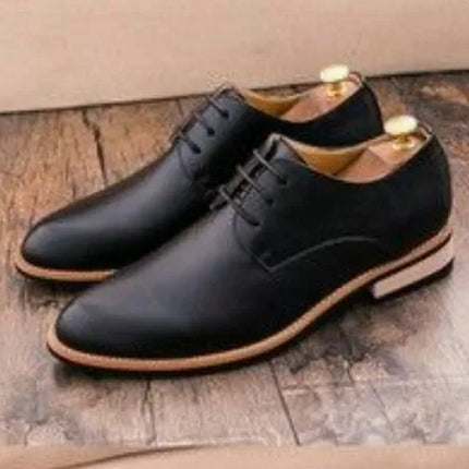 Handmade Men’s Black Derby Lace Up Formal Dress Shoes, Real Leather Office Shoes.