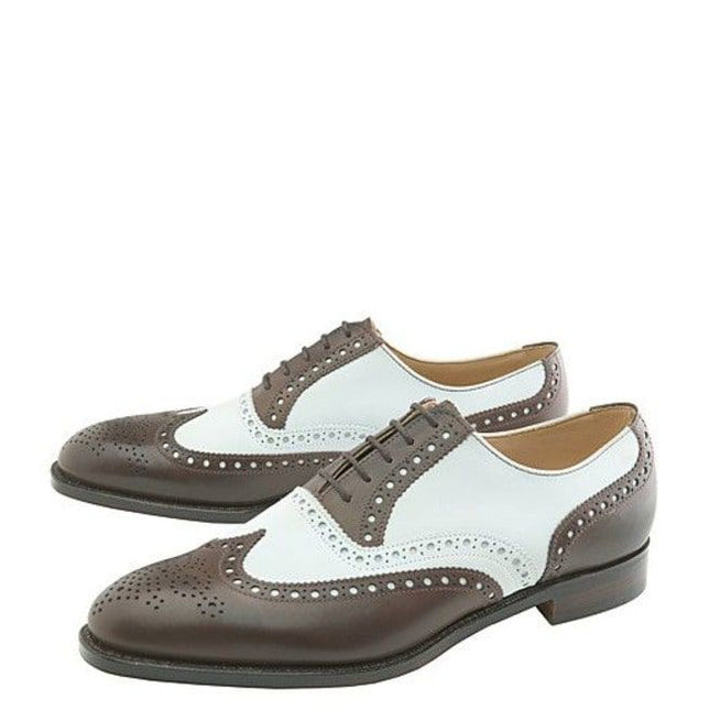 Men Two Tone Wing Tip Brogue Formal Dress Shoes, Spectator Shoes