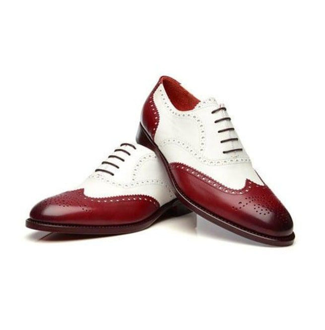 Handmade Men Two Tone Formal Shoes, Spectator Shoes Wing Tip Shoes