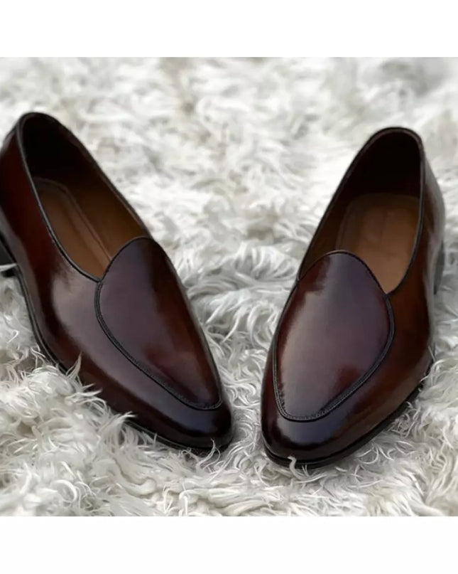 Handmade Mens Brown Leather Moccasins Loafer Dress Shoes, Men Penny Loafer