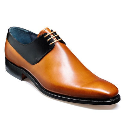 Handmade Men Derby Shoes, Tan And Black Dress Shoes, Formal Shoes