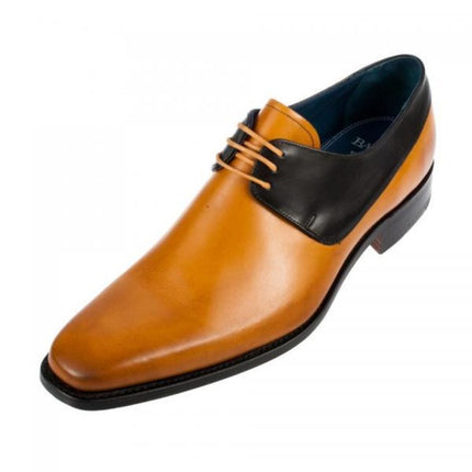 Handmade Men Derby Shoes, Tan And Black Dress Shoes, Formal Shoes