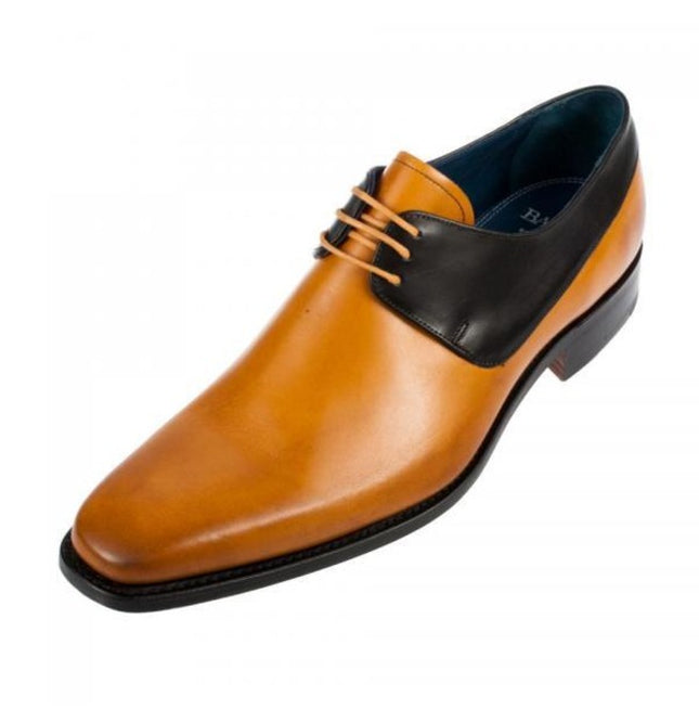 Handmade Men Derby Shoes, Tan And Black Dress Shoes, Formal Shoes
