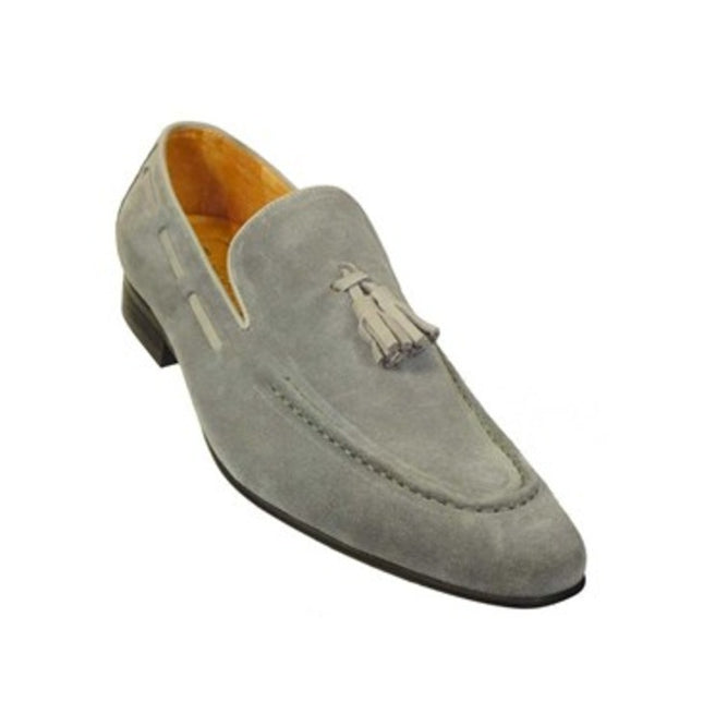 Handmade Men Gray Suede Tassels Shoes Moccasins Loafer Driving Shoes