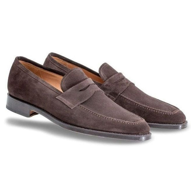 Handmade Men Brown Suede Leather Moccasins Loafer Slip Ons Shoes, Shoes