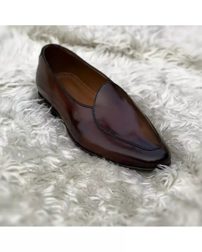 Handmade Mens Brown Leather Moccasins Loafer Dress Shoes, Men Penny Loafer