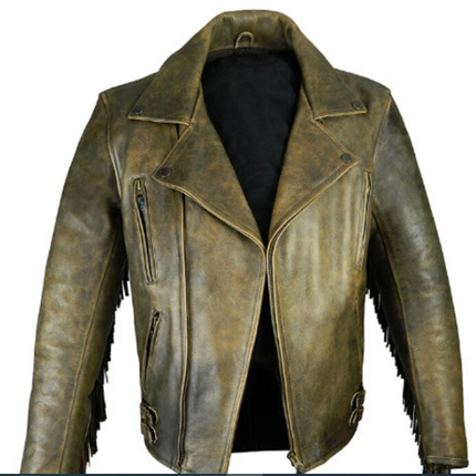 Handmade Men Brown Fringed Leather Jacket, Western Jacket For Men