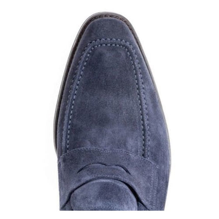 Handmade Men Navy Blue Suede Moccasins Loafer Shoes, Suede Shoes