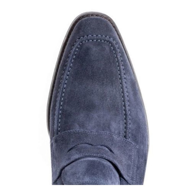 Handmade Men Navy Blue Suede Moccasins Loafer Shoes, Suede Shoes