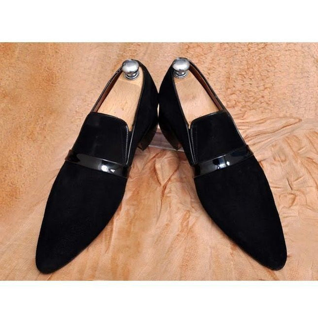 Handmade Men Black Shoes, Suede Moccasin Shoes, Leather Formal Shoes Men’s