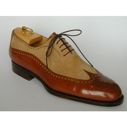 Men Spectator Shoes, Wingtip Brogue Two Tone Shoes, Formal Dress Shoes