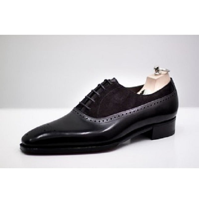 Handmade Men Black Leather/ Suede Shoes, Slip Ons, Formal Shoes