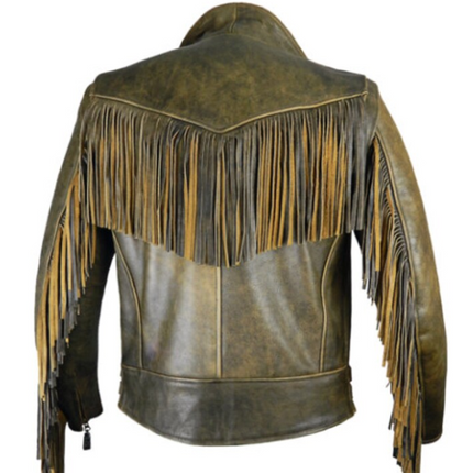 Handmade Men Brown Fringed Leather Jacket, Western Jacket For Men