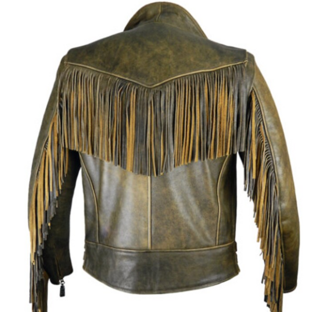 Handmade Men Brown Fringed Leather Jacket, Western Jacket For Men