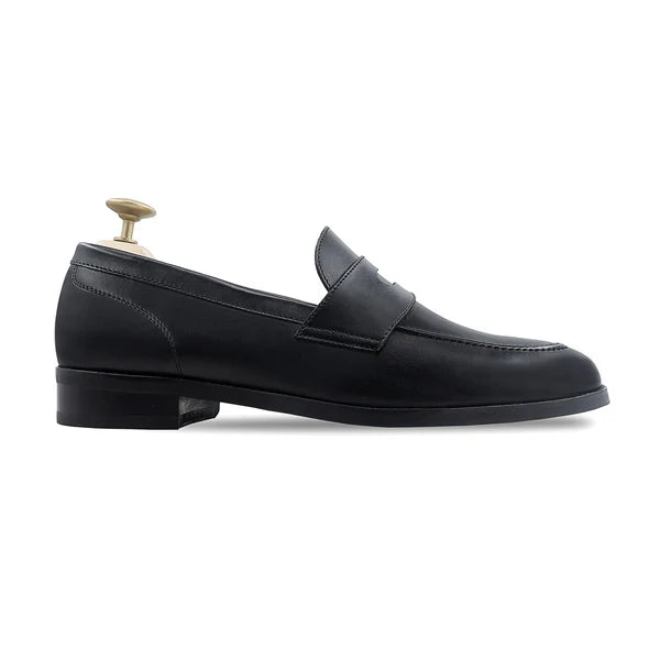 Handmade Men Classic Black Moccasins Calf Leather Dress Shoes, Slip Ons Shoes