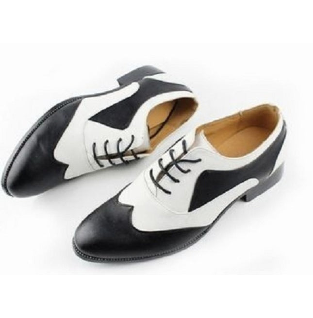 Handmade Mens Spectator Shoes, Men Black And White Lace Up Shoes