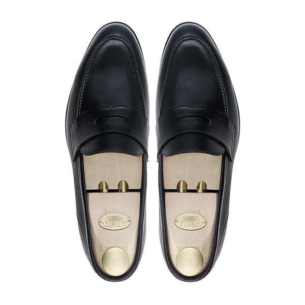 Handmade Men Classic Black Moccasins Calf Leather Dress Shoes, Slip Ons Shoes