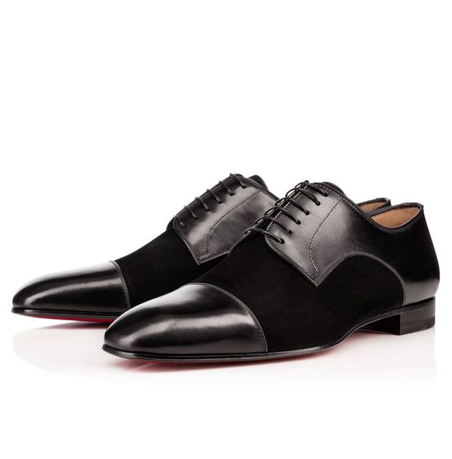 Handmade Men Black Color Suede And Leather Formal Shoes, Dress Shoes