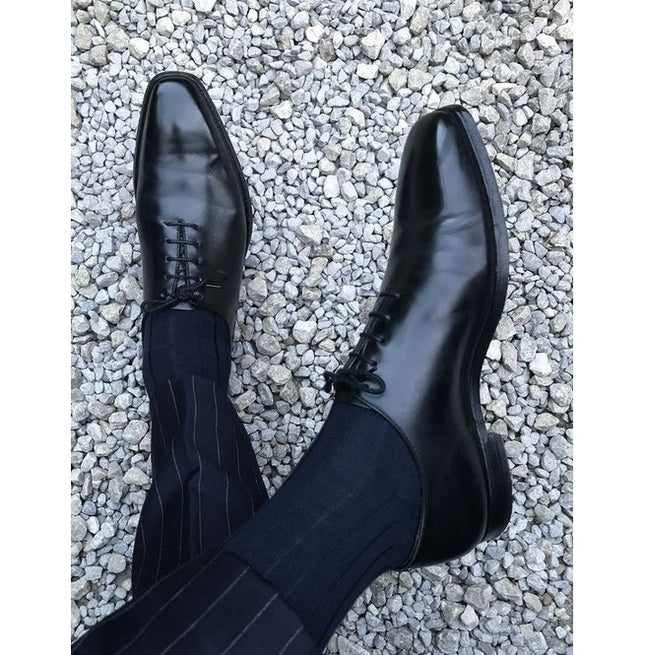 Handmade Men Oxford Formal Black Leather Shoes, Black Leather Dress Shoes