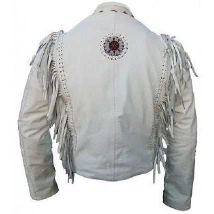 Handmade Cowboy Suede Leather Jacket Western Coat Fringes Beads Jacket