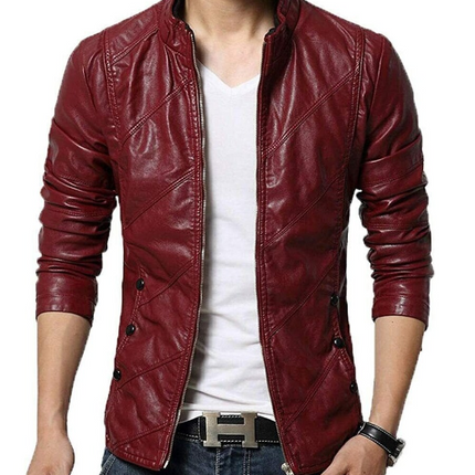 Handmade New Men’s Dark Red Jacket, Moto Stylish Slim Fit Coat Jacket For Men
