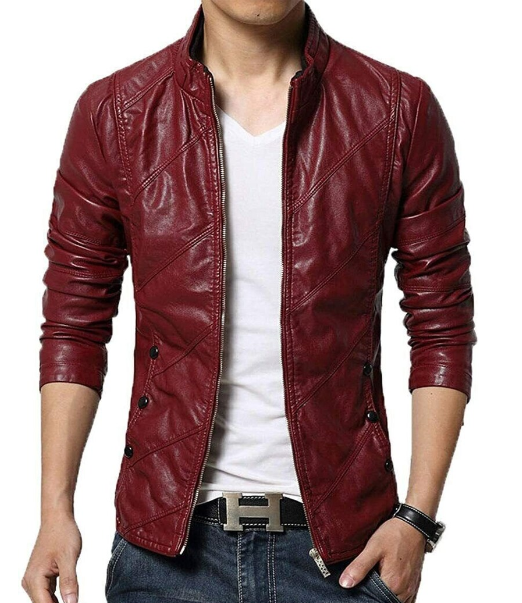Handmade New Men’s Dark Red Jacket, Moto Stylish Slim Fit Coat Jacket For Men