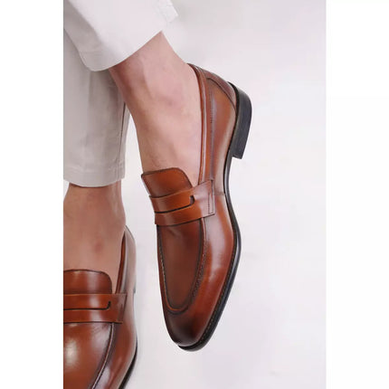 Handmade Mens Brown Leather Moccasins Loafer Dress Shoes