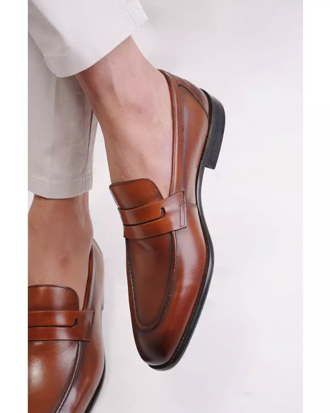 Handmade Mens Brown Leather Moccasins Loafer Dress Shoes