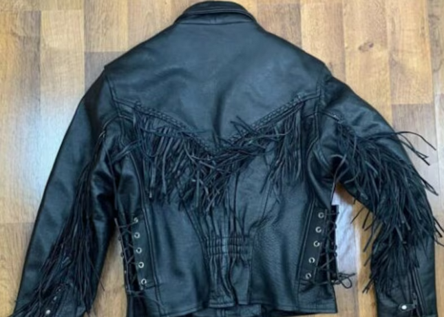 Handmade Men Vintage Leather Jacket, Black Fringe Jacket For Men