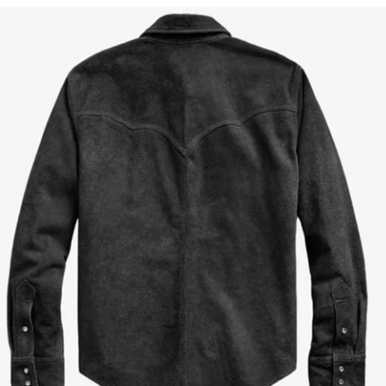 Handmade Men Suede Shirt Jacket, black Suede Western Shirt For Men
