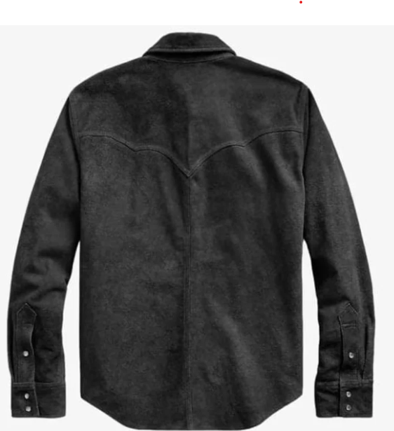 Handmade Men Suede Shirt Jacket, black Suede Western Shirt For Men