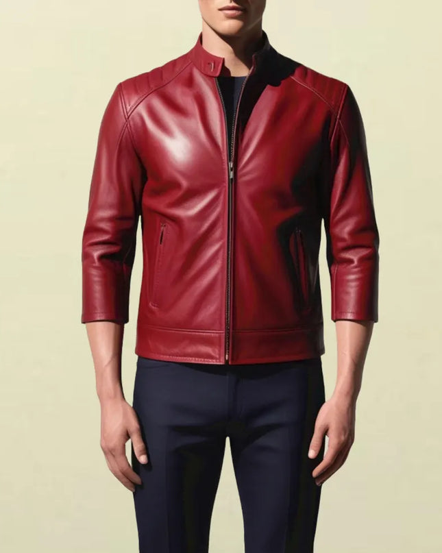 Handmade Men Red Jacket, Stylish Leather Biker Jacket, Dress Fashion Jackets
